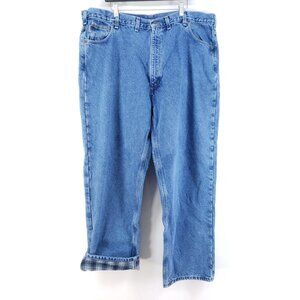 Carhartt Mens Size 46x32 Flannel Lined Jeans Relaxed Fit Denim